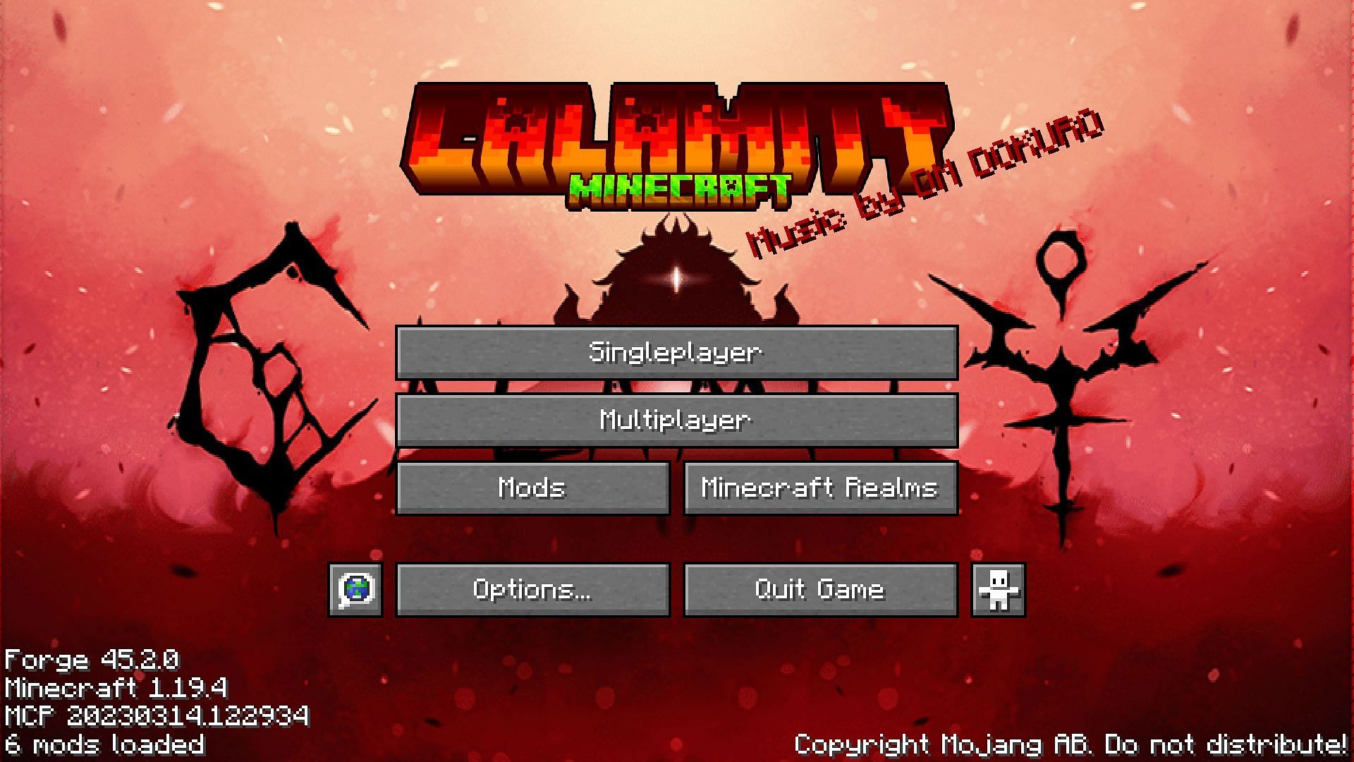 The mod's new title screen (Image via Minecraft Calamity)